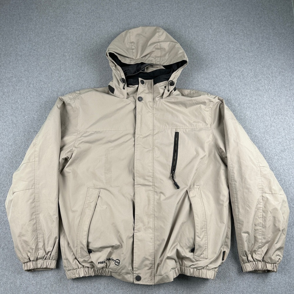 Free Country Jacket Mens Large Tan Mountain Extreme Series Ripstop Hooded Coat‎